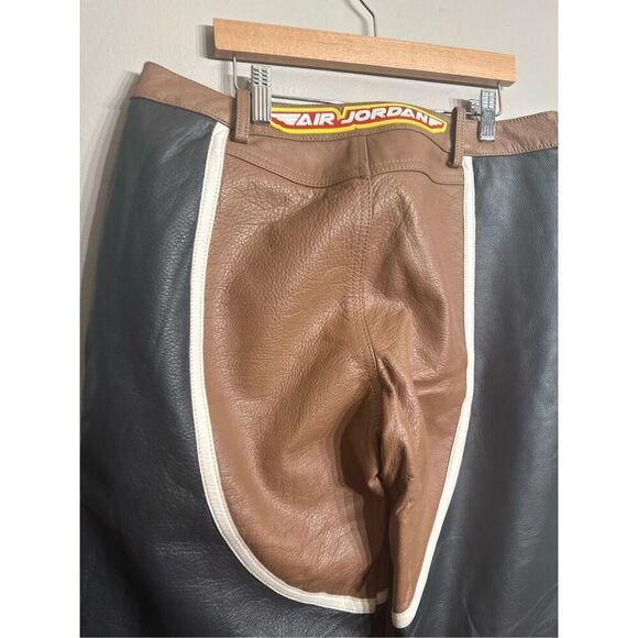 Jordan Travis Scott Brown Black Cow Leather Cactus Jack Moto Pants Size 8 Medium - Picture 3 of 7